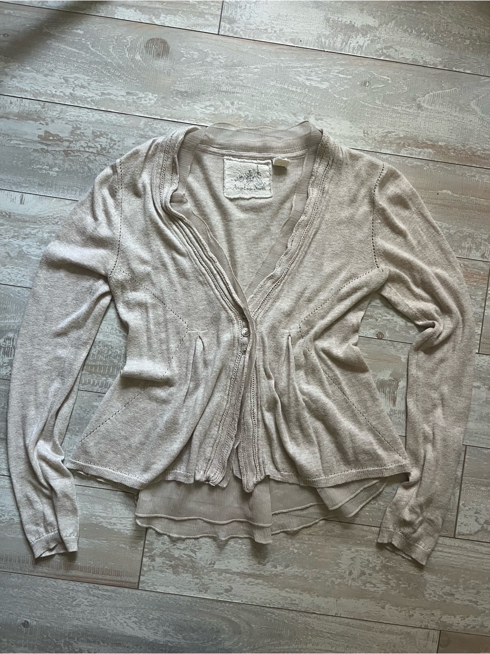 Angel of the North Beige V-Neck Button Front Cardigan